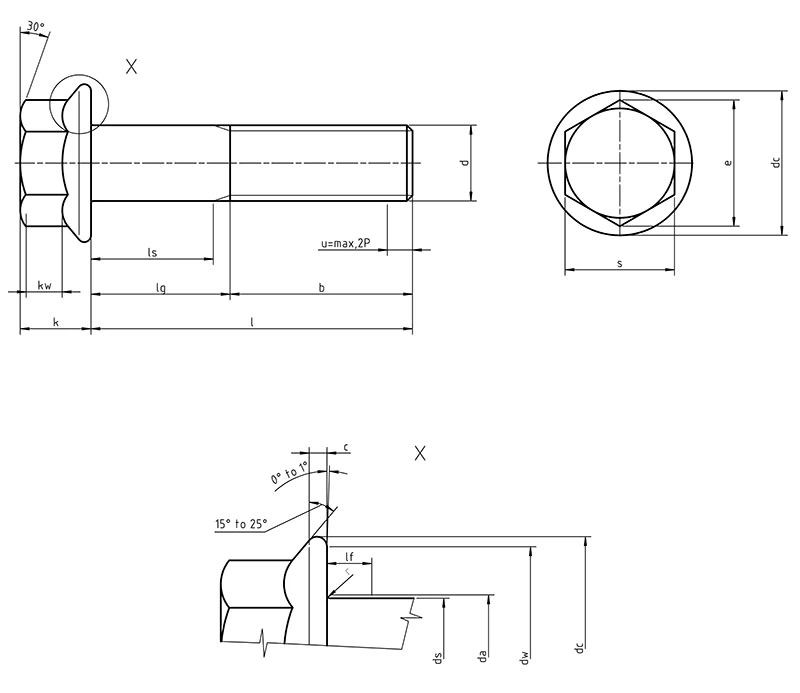 Hex Flange Bolt Dimensions