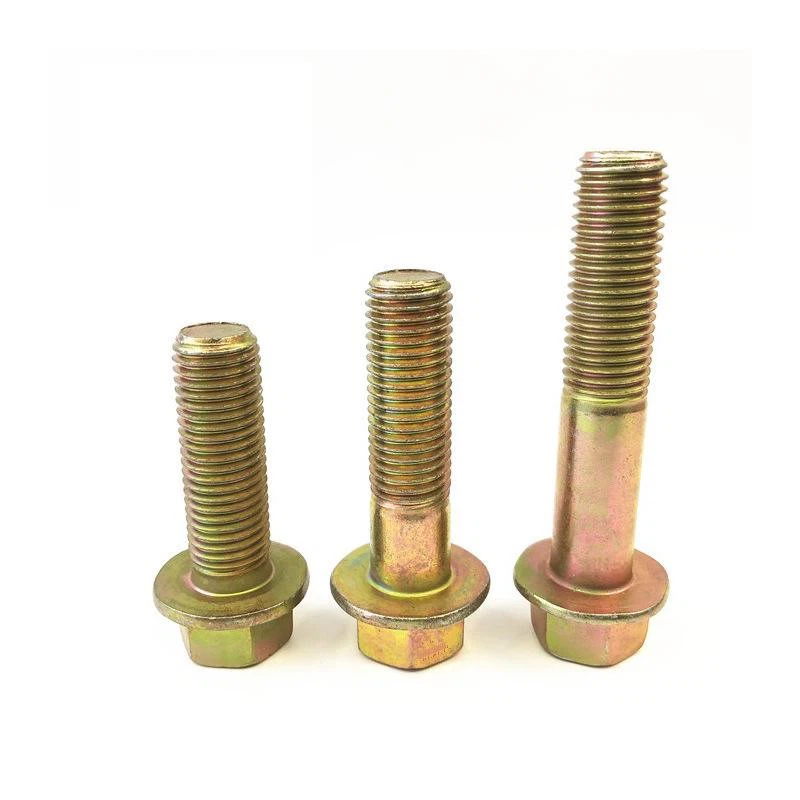 Hex Flange Full Thread Bolt DIN6921 ASME B18.2.1 Yellow Zinc