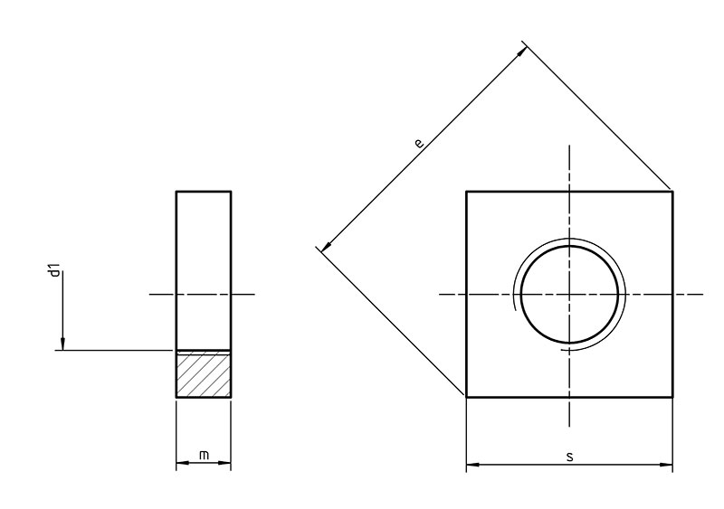 Square Nut DIN562 Dimensions