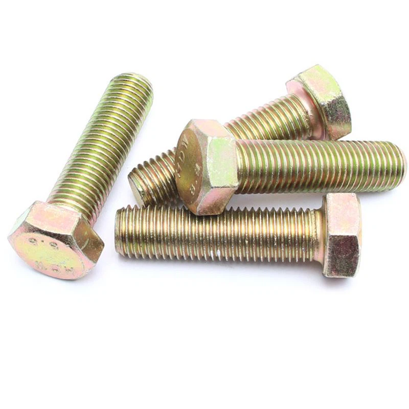 Hex Full Thread Bolt DIN933 ASME B18.2.1 M12X40 8 Grade Yellow Zinc