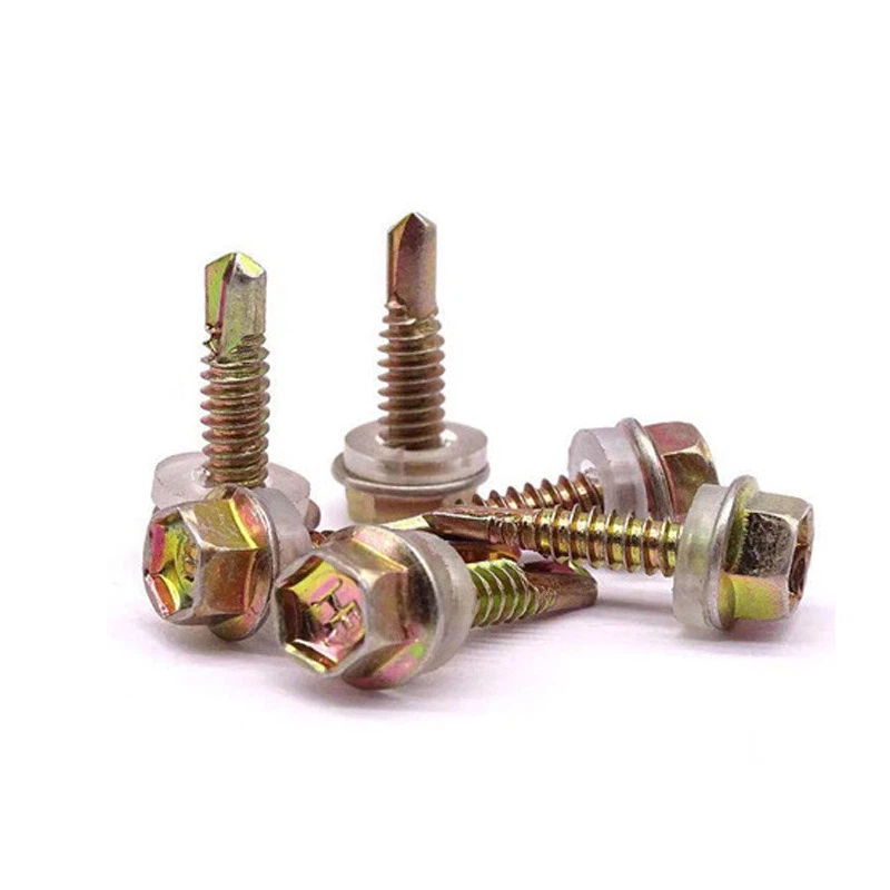 Hex Tape (Pad) Drill Tail Self Tapping Screw DIN 7504 (K) Yellow Zinc/Color Zinc/Colour Zinc