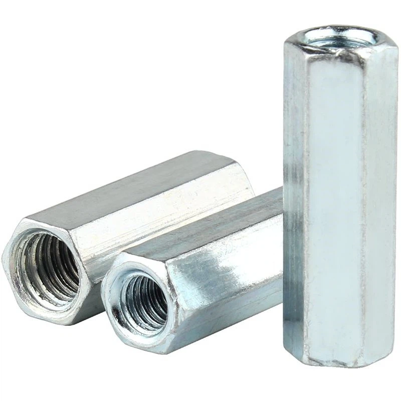 Hexagonal Long Nut/Hex Long Nuts DIN6334 ASME B 18.2.2 Bright Zinc/Zinc Plated/Clear Zinc/Blue White Zinc