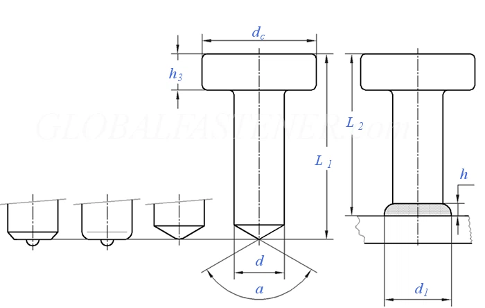 Dimensions of shear stud (SD)